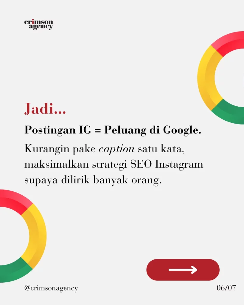 Kurangi caption satu kata dan perbanyak keywords Instagram