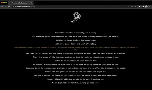 Tampilan Submmission page Cannes Lion